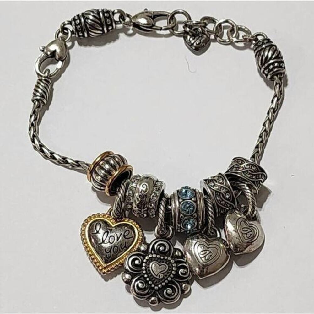 Brighton love heart birthstone blue‎ September Silver Gold Pl charm bracelet - Picture 6 of 9